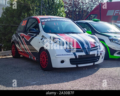 MONTMELO, ESPAGNE-28 septembre 2019 : Nissan Micra k12 mars/voiture de course Banque D'Images