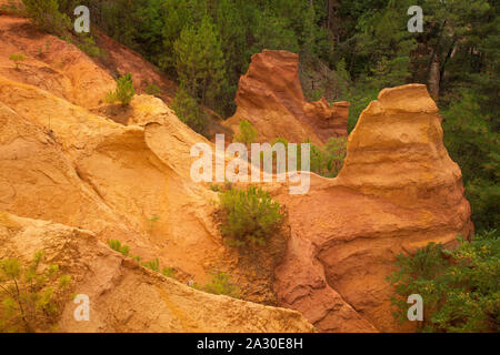 Ockerfelsen bei Roussillon, Département Vaucluse, Région Provence-Alpes-Côte d'Azur, Frankreich, Europa| falaises ocres près de Roussillon, Vaucluse depart Banque D'Images