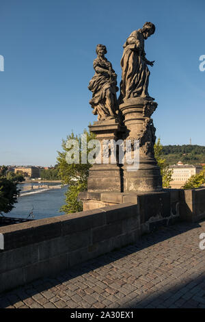 Pont des légions (le plus Legií) sculpture, Prague, République tchèque, un pont traversant la rivière Vltava de rejoindre la vieille ville et la Ville Basse. Banque D'Images