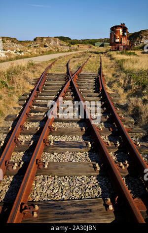 Abandonnée et Rusty rail track montrant l'interrupteur et crossing Banque D'Images