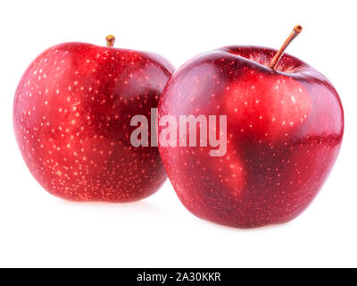 Pommes rouges. Deux brillant rouge apple en gros plan sur fond blanc Banque D'Images