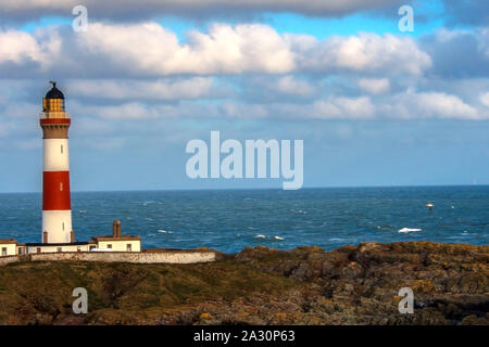 Buchan Ness phare dans Boddam, Aberdeenshire, Scotland, UK Banque D'Images