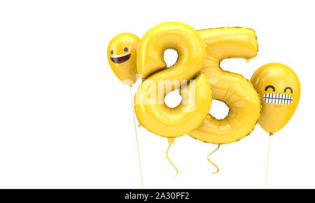 85 anniversaire ballloon avec plusieurs visages emoji ballons. 3D Render Banque D'Images