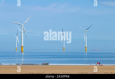 Parc éolien en mer de Teesside à Hartlepool, dans le nord est de l'Angleterre. UK Banque D'Images