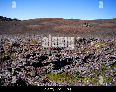 Les champs de lave au sommet du volcan de Pico, dans l'archipel des Açores (Portugal), du centre du littoral Banque D'Images