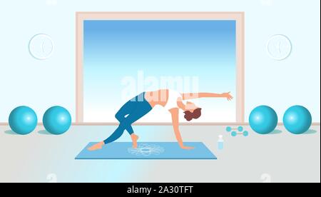 Vecteur d'un fit young woman practicing yoga et Pilates Illustration de Vecteur