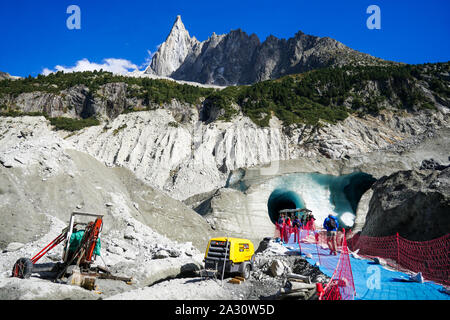 Mer de Glace - en français, la Mer de Glace, Chamonix-Mont-Blanc, Haute-Savoie, France Banque D'Images