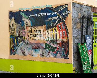 Close-up de publicité sur le mur de côté d'un magasin de bijoux, Galway, comté de Galway, en République d'Irlande Banque D'Images