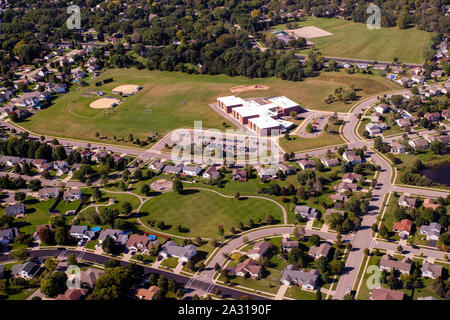 Photo aérienne de McFarland, Wisconsin, USA. Banque D'Images