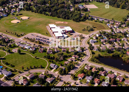 Photo aérienne de McFarland, Wisconsin, USA. Banque D'Images