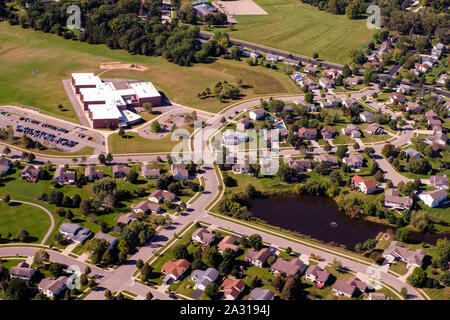 Photo aérienne de McFarland, Wisconsin, USA. Banque D'Images