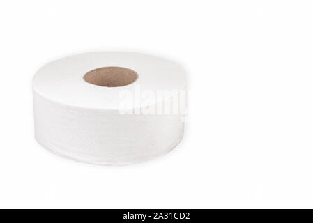 Papier de toilette Jumbo rouleau distributeur de 9 pouces de grand blanc doux ronde plis seul Banque D'Images