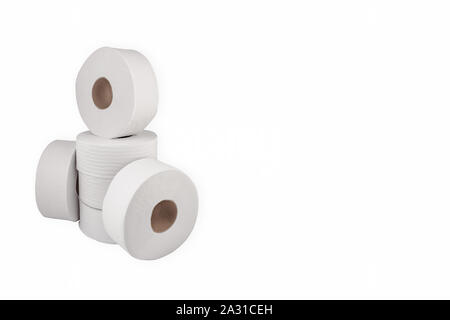 Papier de toilette Jumbo rouleau distributeur de 9 pouces de grand blanc doux ronde plis dépaqueté Banque D'Images