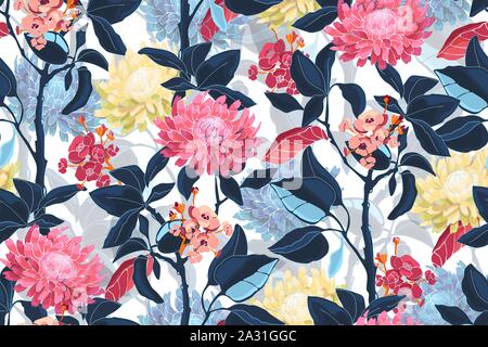 Vector floral art modèle homogène. Fleurs de couleur. Illustration de Vecteur