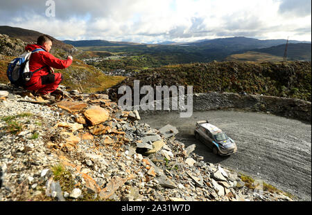 La Finlande Teemu Suninen et Jarmo Lehtinen dans la Ford Fiesta WRC pendant deux jours de la Wales Rally GB. Banque D'Images