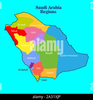 Carte vectorielle de l'Arabie saoudite avec les régions, eps10 vector Illustration de Vecteur