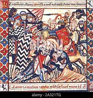 Escena de batalla libro de cántigas de Alfonso X el Sabio. Banque D'Images