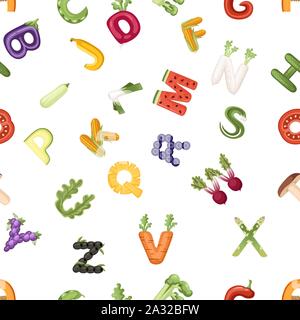 Modèle de lettres sans légumes Aliments Légumes style cartoon télévision design vector illustration sur fond blanc. Illustration de Vecteur
