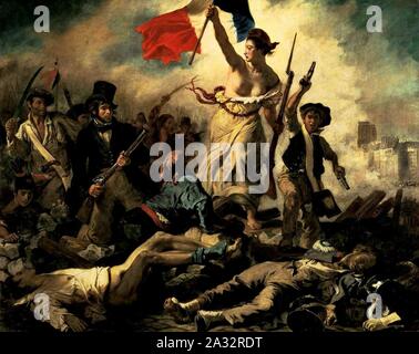 Eugène Delacroix, La liberté guidant le peuple. Banque D'Images