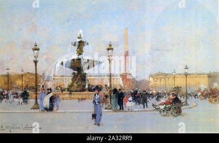 Eugène Galien-Laloue - Place de la Concorde. Banque D'Images