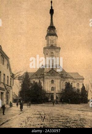 Evangelische Kirche Bad Carlsruhe um 1927. Banque D'Images