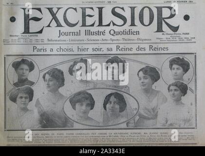 Excelsior 13 février 1911 - Les reines de la Mi-Carême à Paris. Banque D'Images