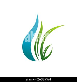 De l'eau simple Green Leaf et éléments du vecteur de conception de logo Illustration de Vecteur