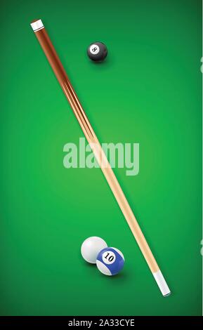 Boules de billard dans un billard. Illustration de Vecteur