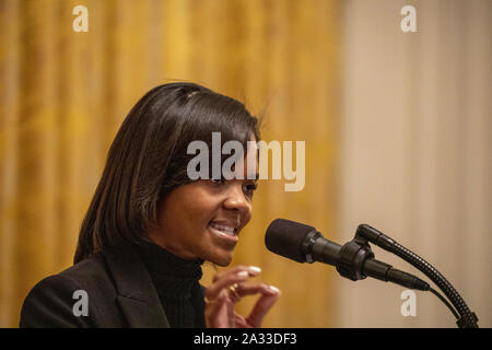 Washington DC, USA. 4ème Oct, 2019. Candace Owens prend la parole à l'occasion du Sommet du Leadership 2019 noir à la Maison Blanche à Washington, DC le vendredi 4 octobre 2019. Credit : Tasos Katopodis/Piscine via CNP Crédit : Tasos Katopodis/CNP/ZUMA/Alamy Fil Live News Banque D'Images