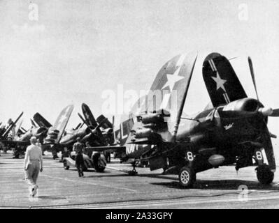 F4U-4s VF-74 sur l'USS Bon Homme Richard (CV-31) c1952. Banque D'Images