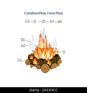 Réaction de combustion, illustration Banque D'Images