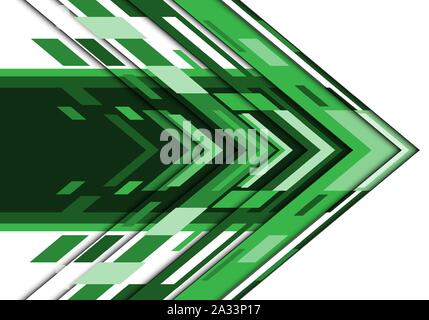 Abstract green white arrow direction géométrique moderne design technologie futuriste background vector illustration. Illustration de Vecteur
