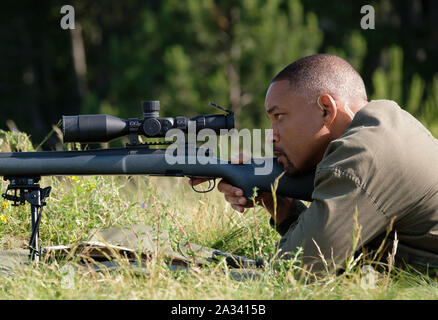 DATE DE SORTIE : Octobre 11, 2019 Title : Studio : Paramount Pictures Réalisateur : Ang Lee PLOT : une sur-le-hill hitman doit affronter un jeune clone de lui-même. Avec : Will Smith comme Henry Brogan / Junior. (Crédit Image : © Paramount Pictures/photos) Banque D'Images