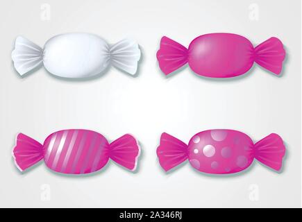 Ensemble de bonbons colorés en blanc et rose - Illustration de Vecteur