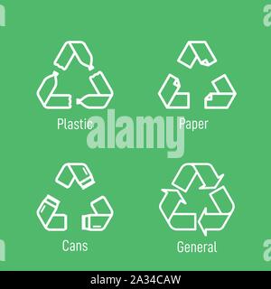 Le recyclage des déchets d'étiquettes produits chante avec Illustration de Vecteur