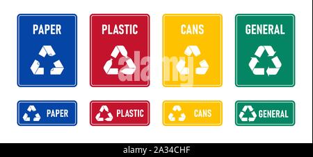 Le recyclage des déchets d'étiquettes produits chante avec Illustration de Vecteur