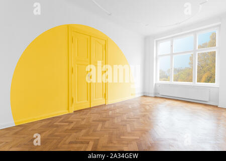 Salle vide avec mur peint de couleur - Décoration et rénovation concept Banque D'Images