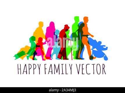 Les gens voyagent en famille heureux couleur ossature isoler sur blanc. Vector illustration couleur EPS8 Illustration de Vecteur