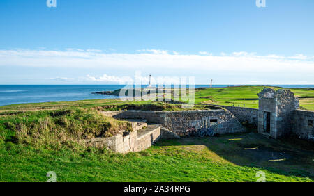 Torry historique à batterie Nigg bay de mer du Nord, Aberdeen, Écosse Banque D'Images