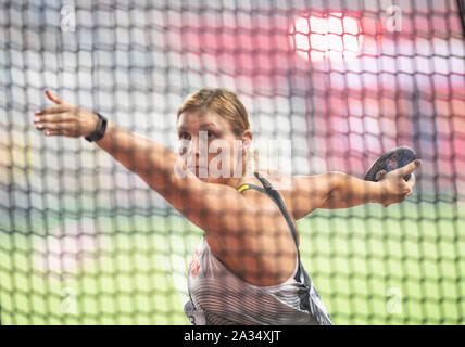 Doha, Qatar. 08Th Oct, 2019. Kristin PUDENZ (Allemagne/11e place), la finale des femmes lancer du disque, le 04.10.2019 Championnats du monde d'athlétisme 2019 à Doha/Qatar, à partir de la 27.09. - 10.10.2019. Utilisation dans le monde entier | Credit : dpa/Alamy Live News Banque D'Images