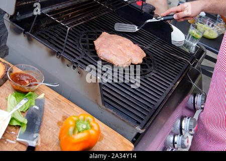 Ventre de boeuf sur le grill steak Banque D'Images