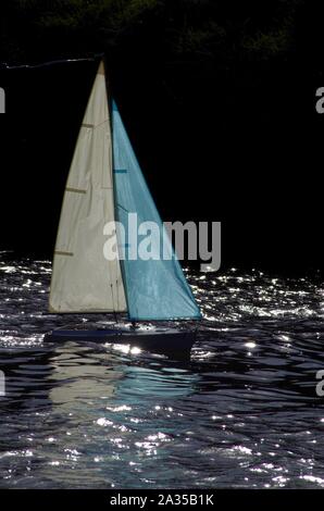 Yachting sur le modèle Exeter Ship Canal. Devon, Royaume-Uni. Banque D'Images