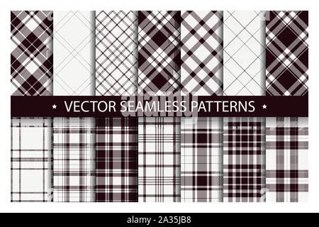 Motif Tartan plaid seamless vector set. Fond texture tissu géométrique. Vérifier moderne fashion modèle pour l'impression textile, papier d'emballage, don c Illustration de Vecteur