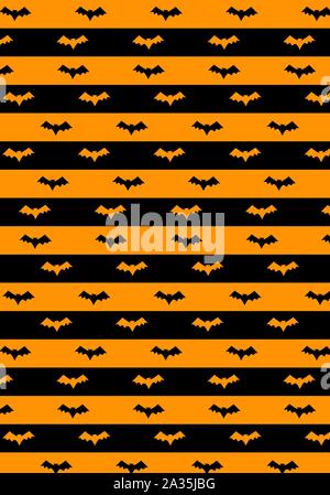 Modèle vecteur d'Halloween orange et noir avec silhouette bat Illustration de Vecteur