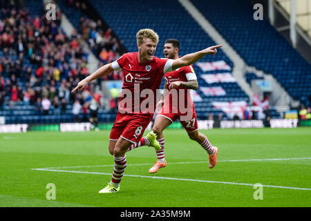 Preston, Royaume-Uni. Le 05 Oct 2019. Le milieu de terrain Barnsley Cameron McGeehan célèbre après rendant 1-1 pendant le ciel parier match de championnat entre Preston North End et Barnsley à Deepdale, Preston le samedi 5 octobre 2019. (Crédit : Andy Whitehead | MI News) photographie peut uniquement être utilisé pour les journaux et/ou magazines fins éditoriales, licence requise pour l'usage commercial Crédit : MI News & Sport /Alamy Live News Banque D'Images