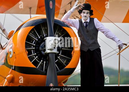 Charlie Chaplin à l'imposteur 2019 Flying Legends Airshow à l'Imperial War Museum, Duxford Banque D'Images