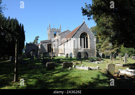 Eglise St Mary Magdalene, Barkway, Hertfordshire, est une grande église construite en pierre de silex à la vinaigrette. Le choeur est la partie la plus ancienne datant de la Banque D'Images