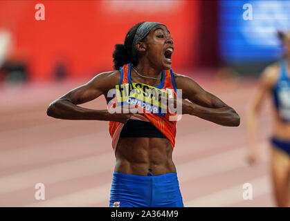 Doha, Qatar. 5ème Oct, 2019. Sifan Hassan de Pays-bas gagnant le 1500 mètres pour les femmes au cours de la 17e Championnats du monde d'athlétisme IAAF à la Khalifa Stadium de Doha, au Qatar. Ulrik Pedersen/CSM/Alamy Live News Banque D'Images