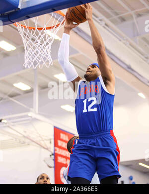 Wilmington, DE, USA. 5ème Oct, 2019. Philadelphia 76ers l'avant TOBIAS HARRIS (12) dunks pendant les 76ers bleu et blanc annuel scrimmage Samedi 05 Octobre, jeu, 2019, à la 76ers Fieldhouse dans Wilmington, DE CRÉDIT : Saquan Stimpson/ZUMA/Alamy Fil Live News Banque D'Images