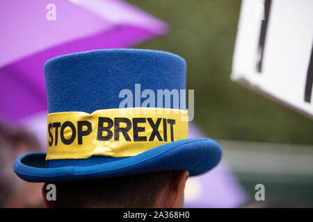 Bien connu de blue hat manifestant anti-Brexit Steve Bray vu sur la place du Parlement, Londres. Banque D'Images